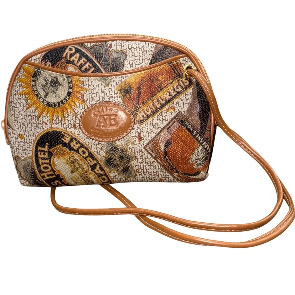 Vintage Allan Edward Patchwork Art World Map Small‎ Crossbody Bag Boho - Picture 3 of 10